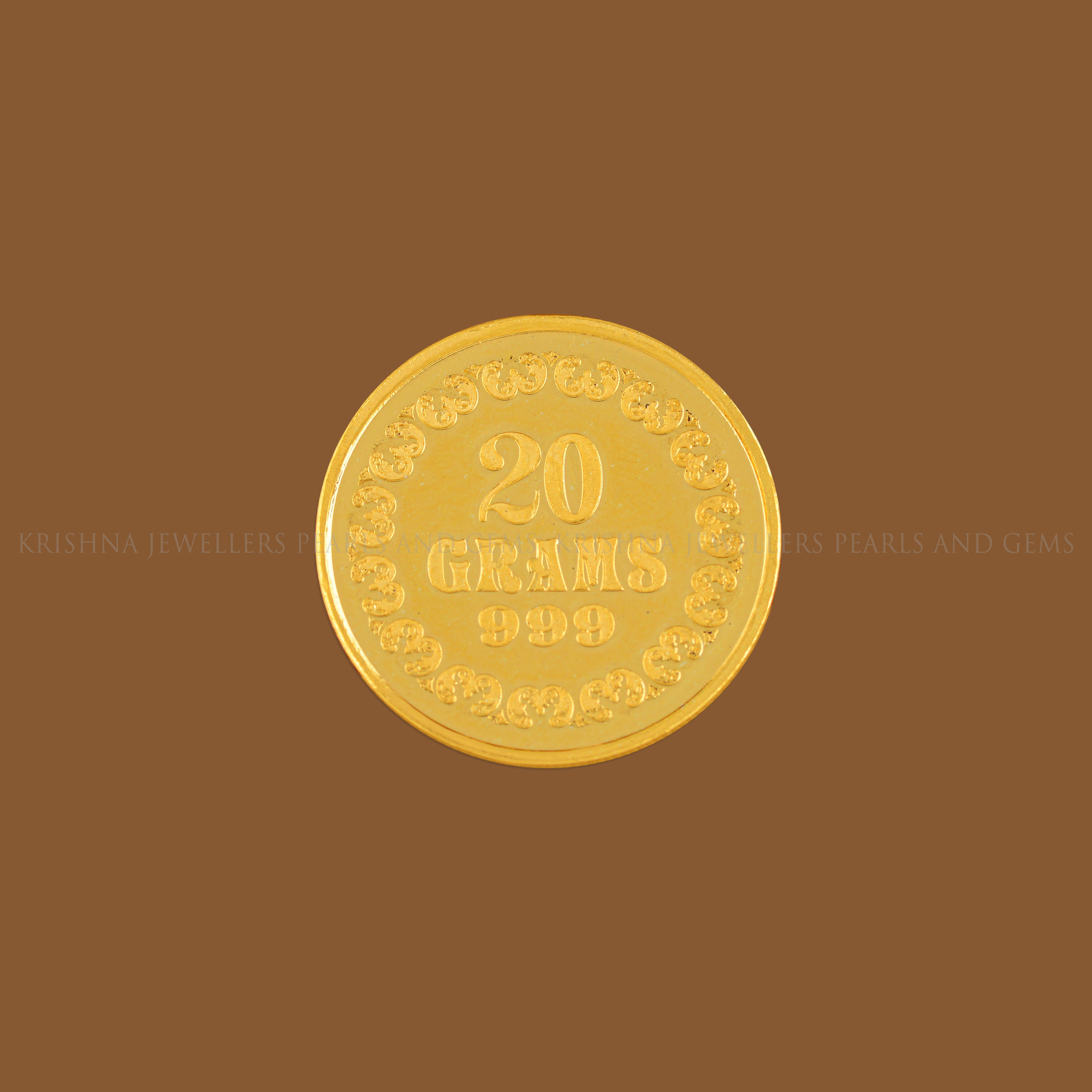 20 Gram Gold Coin With Lakshmi Motif - Krishna Jewellers Pearls and Gems